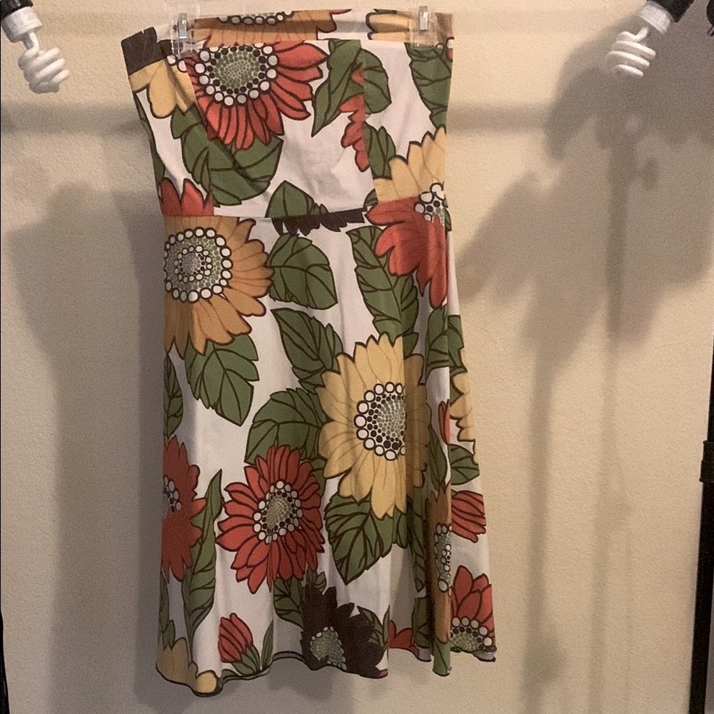 a'gaci Red and Green Midi A-Line Skirt Casual